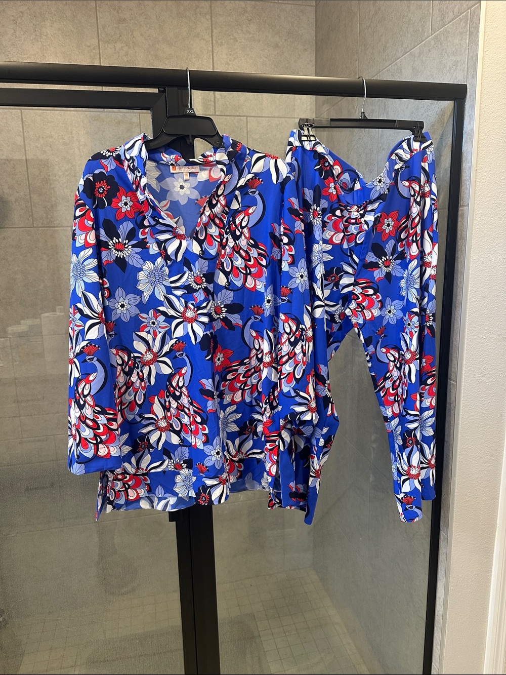 Jude Connally Royal Blue Floral Tunic and Pants Set